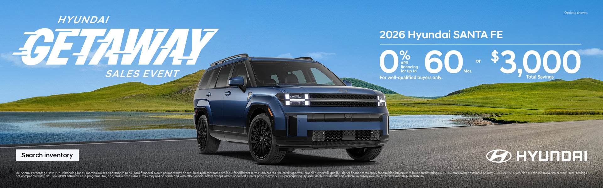 Santa Fe 0% APR for 60 mos. or $3,000 Total Savings